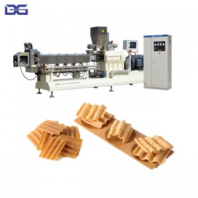 Jinan DG Crispy Cracker Chips Extruder Grooves Crackers Production Line waved chips crispy processing equipment